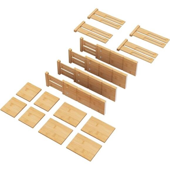 4.4" High Drawer Dividers with Inserts, Bamboo Drawer Dividers for Clothes - Picture 6 of 7